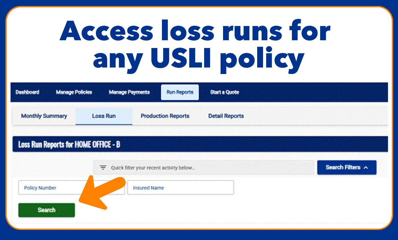 Access loss runs for any USLI policy banner